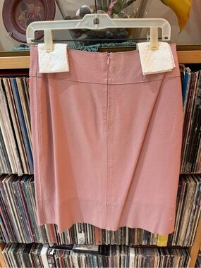 PRICE DROP: ST. VINCENT,6, lined, baby OSTRICH-embossed LAMBSKIN LEATHER skirt